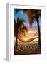 Bonaire, Dutch Caribbean - Hammock and Sunset-Lantern Press-Framed Art Print