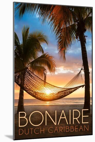 Bonaire, Dutch Caribbean - Hammock and Sunset-Lantern Press-Mounted Art Print