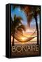 Bonaire, Dutch Caribbean - Hammock and Sunset-Lantern Press-Framed Stretched Canvas