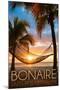 Bonaire, Dutch Caribbean - Hammock and Sunset-Lantern Press-Mounted Art Print