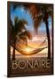 Bonaire, Dutch Caribbean - Hammock and Sunset-Lantern Press-Framed Art Print