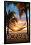 Bonaire, Dutch Caribbean - Hammock and Sunset-Lantern Press-Framed Art Print