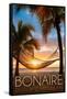 Bonaire, Dutch Caribbean - Hammock and Sunset-Lantern Press-Framed Stretched Canvas