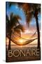 Bonaire, Dutch Caribbean - Hammock and Sunset-Lantern Press-Stretched Canvas