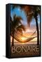 Bonaire, Dutch Caribbean - Hammock and Sunset-Lantern Press-Framed Stretched Canvas