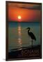 Bonaire, Dutch Caribbean - Heron and Sunset-Lantern Press-Framed Art Print