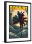 Bonaire, Dutch Caribbean - Palm and Moon-Lantern Press-Framed Art Print