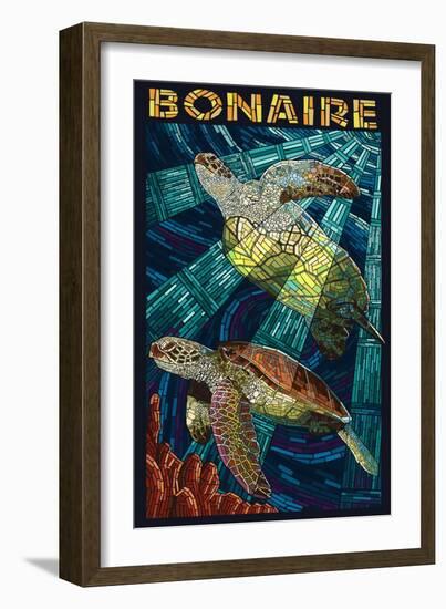 Bonaire, Dutch Caribbean - Sea Turtle Mosaic-Lantern Press-Framed Art Print