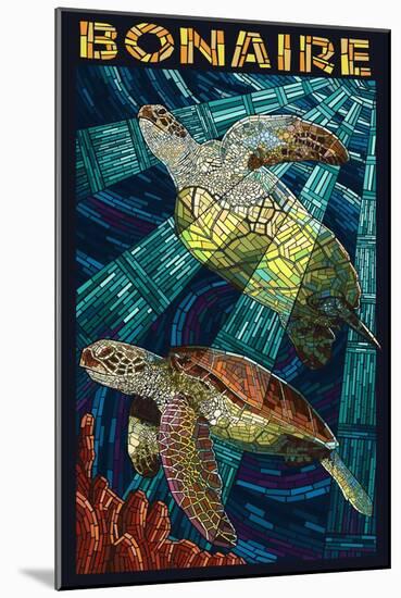 Bonaire, Dutch Caribbean - Sea Turtle Mosaic-Lantern Press-Mounted Art Print