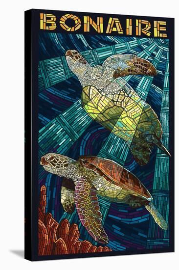 Bonaire, Dutch Caribbean - Sea Turtle Mosaic-Lantern Press-Stretched Canvas