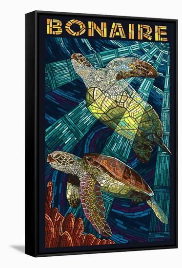 Bonaire, Dutch Caribbean - Sea Turtle Mosaic-Lantern Press-Framed Stretched Canvas