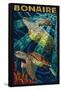 Bonaire, Dutch Caribbean - Sea Turtle Mosaic-Lantern Press-Framed Stretched Canvas