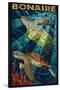 Bonaire, Dutch Caribbean - Sea Turtle Mosaic-Lantern Press-Stretched Canvas