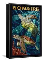 Bonaire, Dutch Caribbean - Sea Turtle Mosaic-Lantern Press-Framed Stretched Canvas