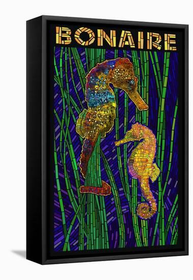 Bonaire, Dutch Caribbean - Seahorse Mosaic-Lantern Press-Framed Stretched Canvas