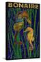 Bonaire, Dutch Caribbean - Seahorse Mosaic-Lantern Press-Stretched Canvas