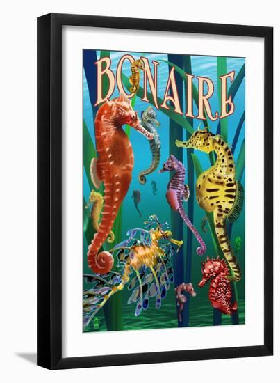 Bonaire, Dutch Caribbean - Seahorses-Lantern Press-Framed Art Print