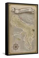 Bonaire, Dutch Caribbean - Treasure Map-Lantern Press-Framed Stretched Canvas