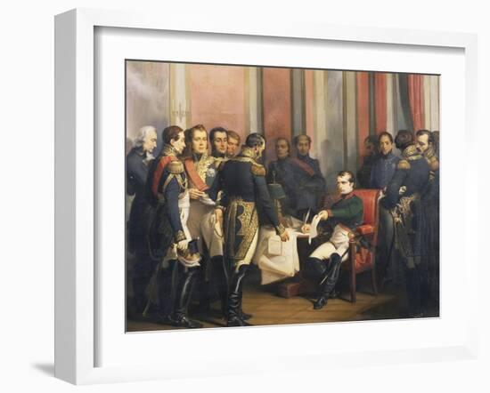 Bonaparte, 1769-1821 Emperor of France, Signing His Abdication at Fontainebleau, France-Francois Bouchot-Framed Giclee Print