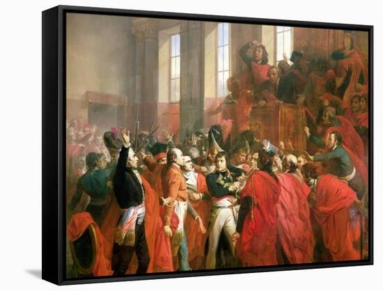 Bonaparte and the Council of Five Hundred at St. Cloud, 10th November 1799, 1840-Francois Bouchot-Framed Stretched Canvas