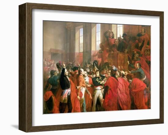 Bonaparte and the Council of Five Hundred at St. Cloud, 10th November 1799, 1840-Francois Bouchot-Framed Giclee Print