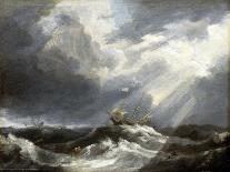 An Estuary Scene in a Gale, with Fishermen hauling in a Fixed Line-Bonaventura Peeters-Giclee Print