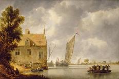 An Estuary Scene in a Gale, with Fishermen hauling in a Fixed Line-Bonaventura Peeters-Mounted Giclee Print