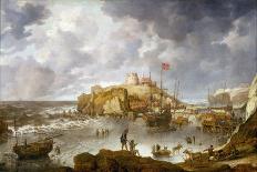 Seascape with Sailors Sheltering from a Rainstorm, mid 17Th Century (Oil on Panel)-Bonaventura Peeters-Giclee Print
