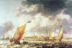 An Estuary Scene in a Gale, with Fishermen hauling in a Fixed Line-Bonaventura Peeters-Giclee Print