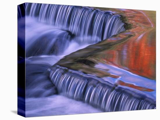 Bond Falls with Fall Color Reflections, Bruce Crossing, Michigan, USA-Claudia Adams-Stretched Canvas