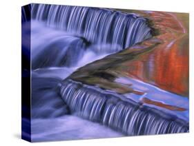 Bond Falls with Fall Color Reflections, Bruce Crossing, Michigan, USA-Claudia Adams-Stretched Canvas