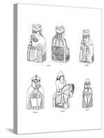 Bone Chessmen of Scandinavian Design, 12th or 13th Century-null-Stretched Canvas