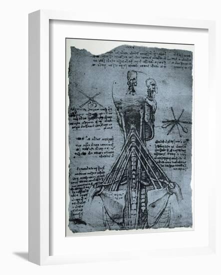 Bone Structure of the Human Neck and Shoulder, Facsimile Copy-Leonardo da Vinci-Framed Giclee Print