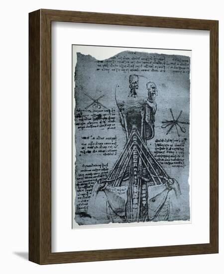 Bone Structure of the Human Neck and Shoulder, Facsimile Copy-Leonardo da Vinci-Framed Premium Giclee Print