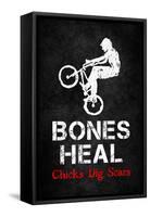 Bones Heal Chicks Dig Scars BMX Sports-null-Framed Stretched Canvas