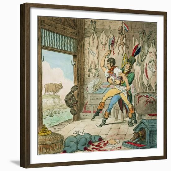 Boney and Talley, the Corsican Carcase - Butcher's Reckoning Day, Published by Hannah Humphrey,…-James Gillray-Framed Giclee Print