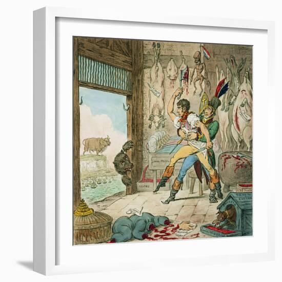 Boney and Talley, the Corsican Carcase - Butcher's Reckoning Day, Published by Hannah Humphrey,…-James Gillray-Framed Giclee Print