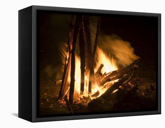 Bonfire on Beach, Punta Islita, Nicoya Pennisula, Pacific Coast, Costa Rica, Central America-R H Productions-Framed Stretched Canvas