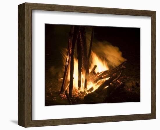 Bonfire on Beach, Punta Islita, Nicoya Pennisula, Pacific Coast, Costa Rica, Central America-R H Productions-Framed Photographic Print