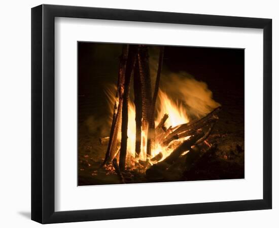 Bonfire on Beach, Punta Islita, Nicoya Pennisula, Pacific Coast, Costa Rica, Central America-R H Productions-Framed Photographic Print