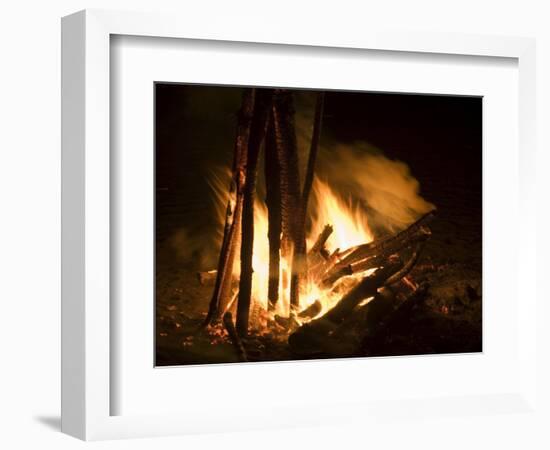 Bonfire on Beach, Punta Islita, Nicoya Pennisula, Pacific Coast, Costa Rica, Central America-R H Productions-Framed Photographic Print