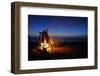 Bonfire on the Beach - Lantern Press Photography-Lantern Press-Framed Photographic Print