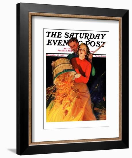 "Bonfire," Saturday Evening Post Cover, December 12, 1936-John Newton Howitt-Framed Giclee Print