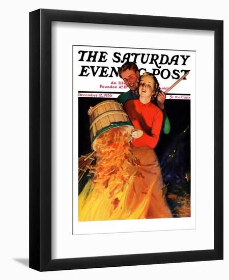 "Bonfire," Saturday Evening Post Cover, December 12, 1936-John Newton Howitt-Framed Giclee Print