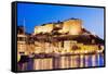 Bonifacio Citadel Seen from the Marina at Night-Massimo Borchi-Framed Stretched Canvas