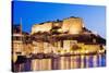 Bonifacio Citadel Seen from the Marina at Night-Massimo Borchi-Stretched Canvas