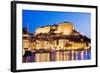 Bonifacio Citadel Seen from the Marina at Night-Massimo Borchi-Framed Photographic Print