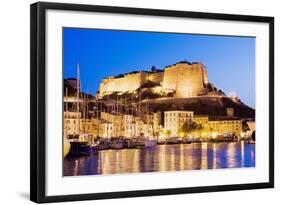 Bonifacio Citadel Seen from the Marina at Night-Massimo Borchi-Framed Photographic Print