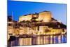 Bonifacio Citadel Seen from the Marina at Night-Massimo Borchi-Mounted Photographic Print