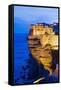 Bonifacio High Town on Limestone Cliff-Massimo Borchi-Framed Stretched Canvas